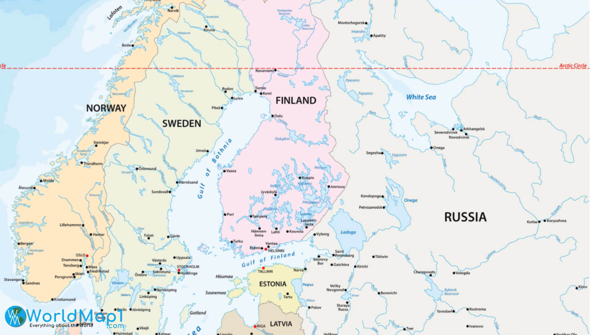 Estonia and Scandinavian Countries Map
